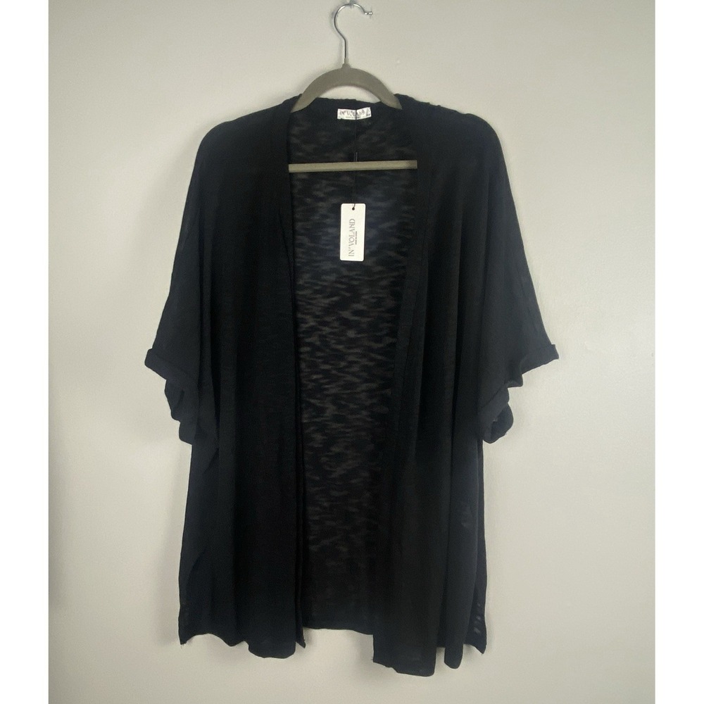 NWT - IN'VOLAND Duster Cardigan Sheer Black Festival Rock Whimsigoth - Size 24W